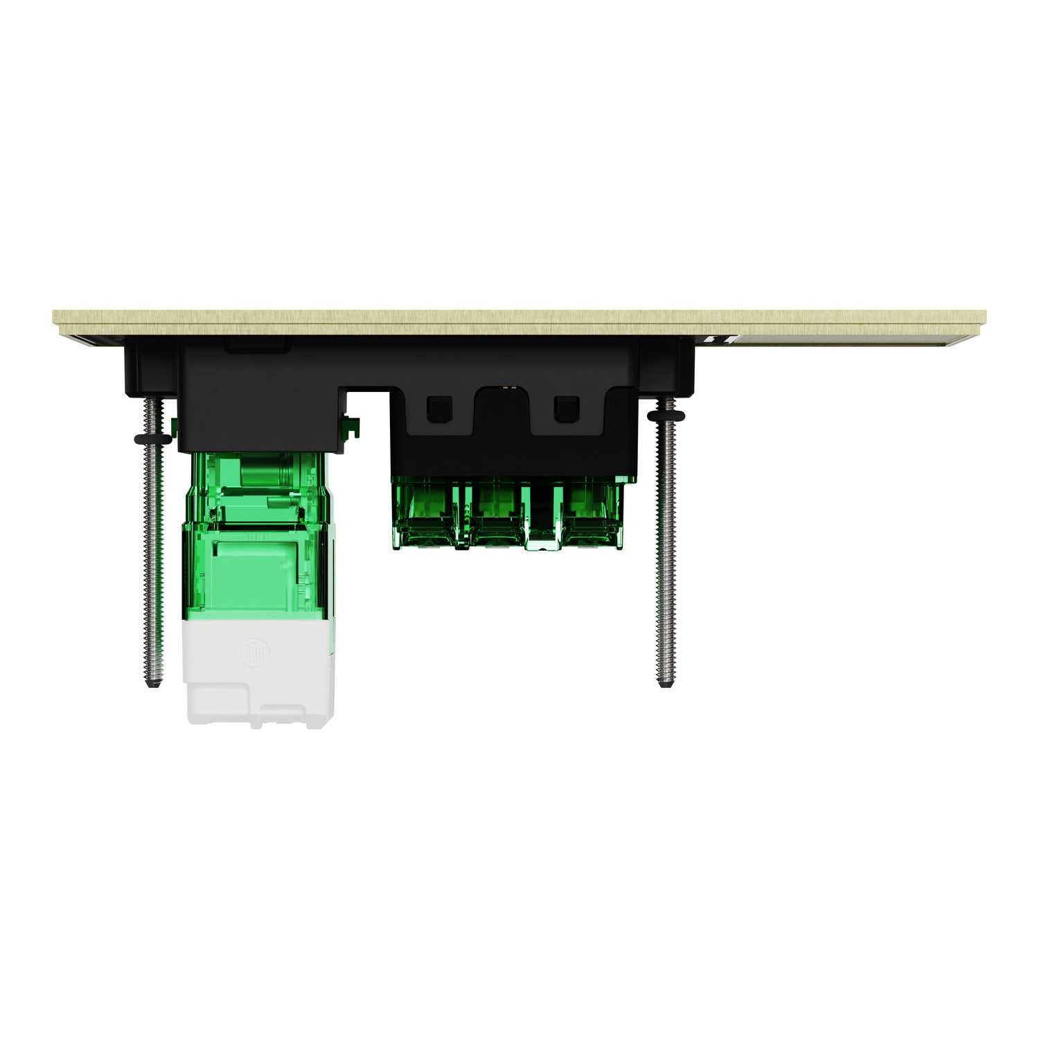 Clipsal Double Switch Power Point, Clipsal Solis T Series, Wiser Connected, Horizontal Mount Ebony Aluminium/ White Ceramic 230V-240V- 1010CSZ-EA, 1010CSZ-WC