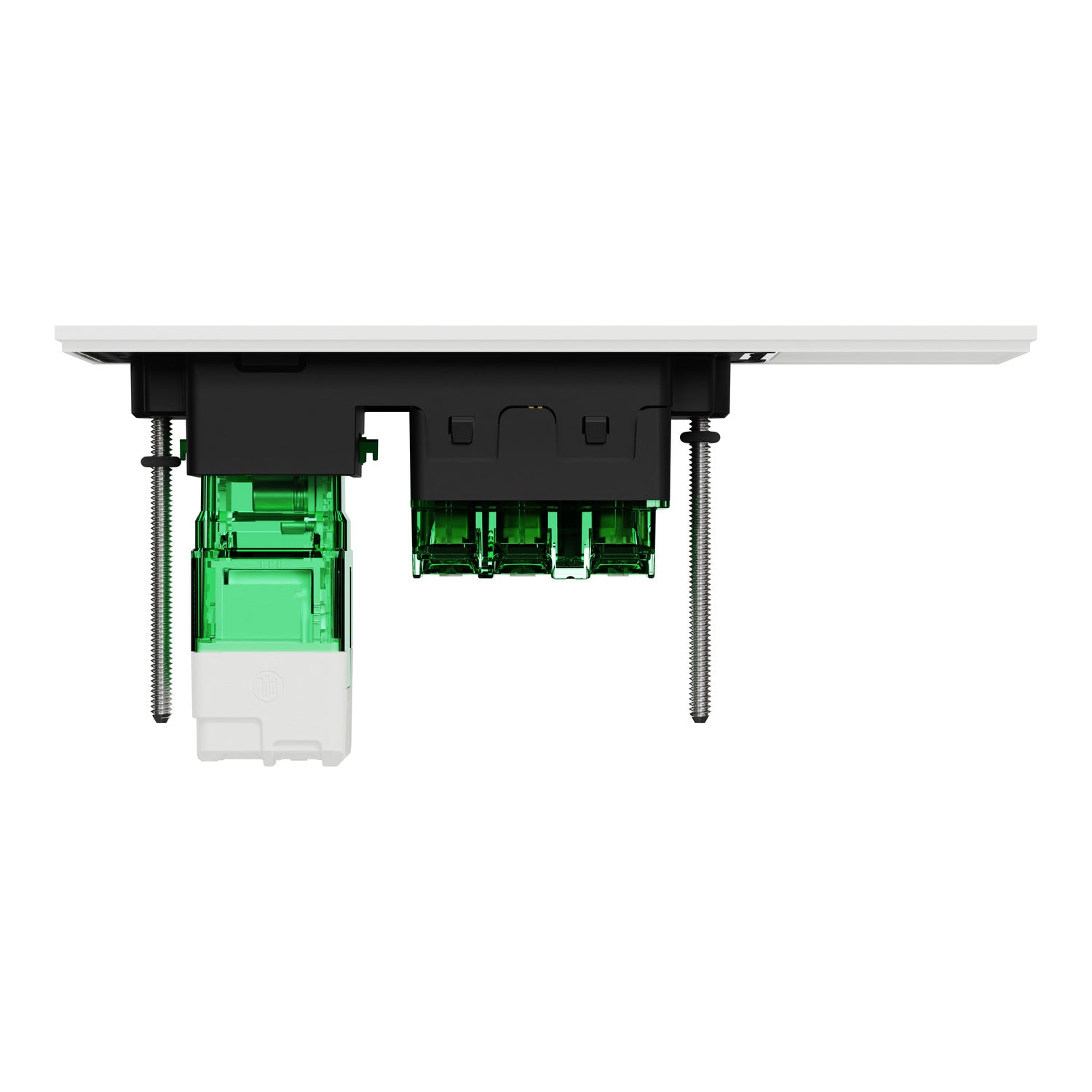 Clipsal Double Switch Power Point, Clipsal Solis T Series, Wiser Connected, Horizontal Mount Ebony Aluminium/ White Ceramic 230V-240V- 1010CSZ-EA, 1010CSZ-WC