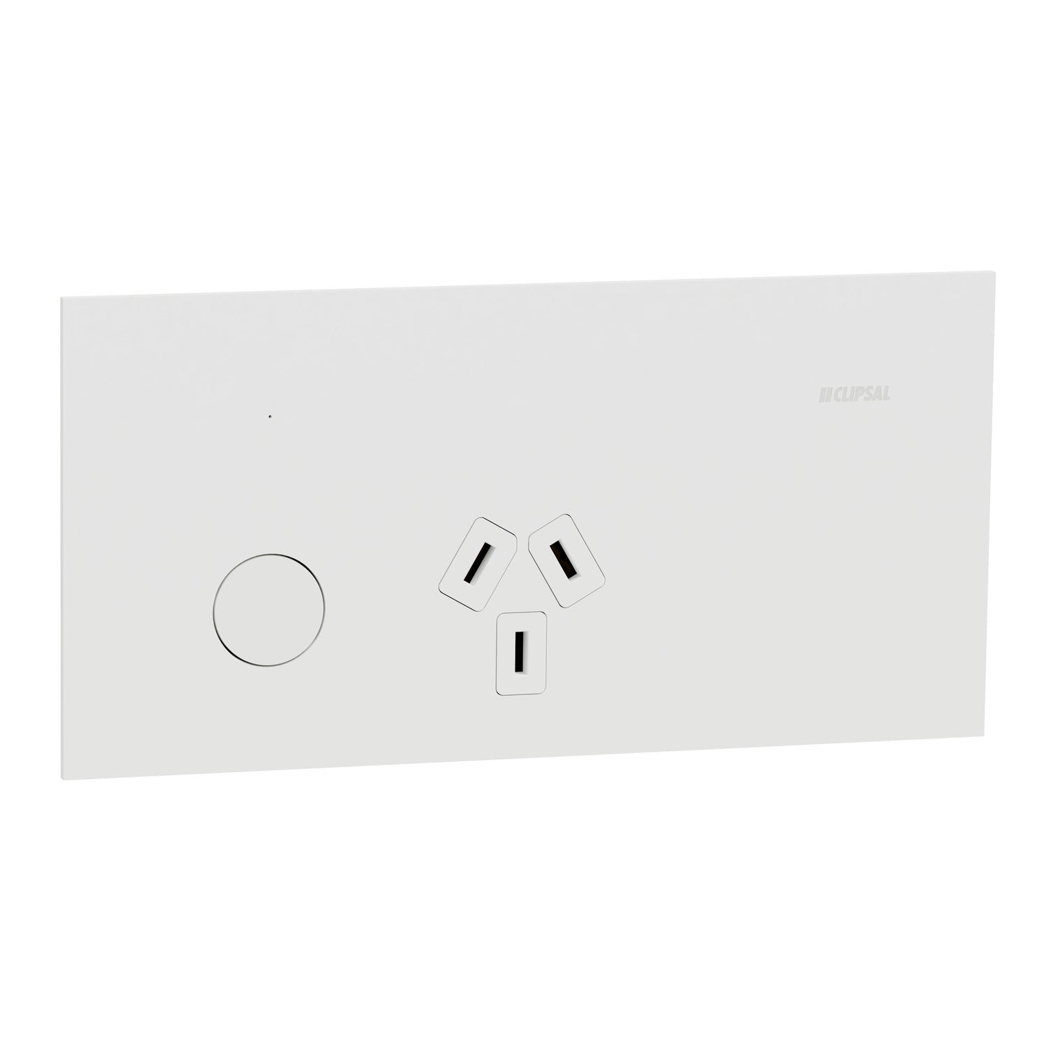 Clipsal Double Switch Power Point, Clipsal Solis T Series, Wiser Connected, Horizontal Mount Ebony Aluminium/ White Ceramic 230V-240V- 1010CSZ-EA, 1010CSZ-WC