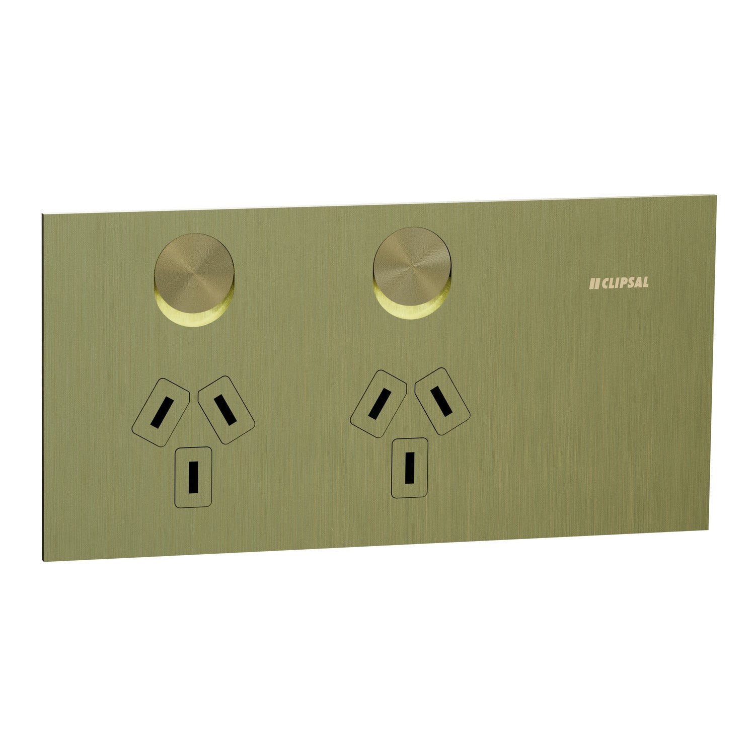 Clipsal Double Switch Power Point, Clipsal Solis T Series, Horizontal Mount Ebony Aluminium/ White Ceramic 230V-240V- 1025-EA, 1025-WC