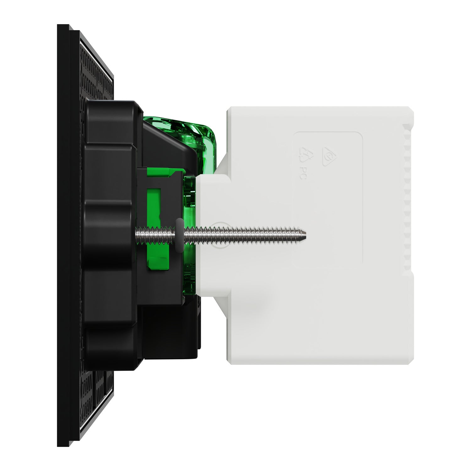 Clipsal Double Switch Power Point, Clipsal Solis T Series, with USB C Charger, Horizontal Mount Ebony Aluminium/ White Ceramic 230V-240V- 1025USBC-EA, 1025USBC-WC