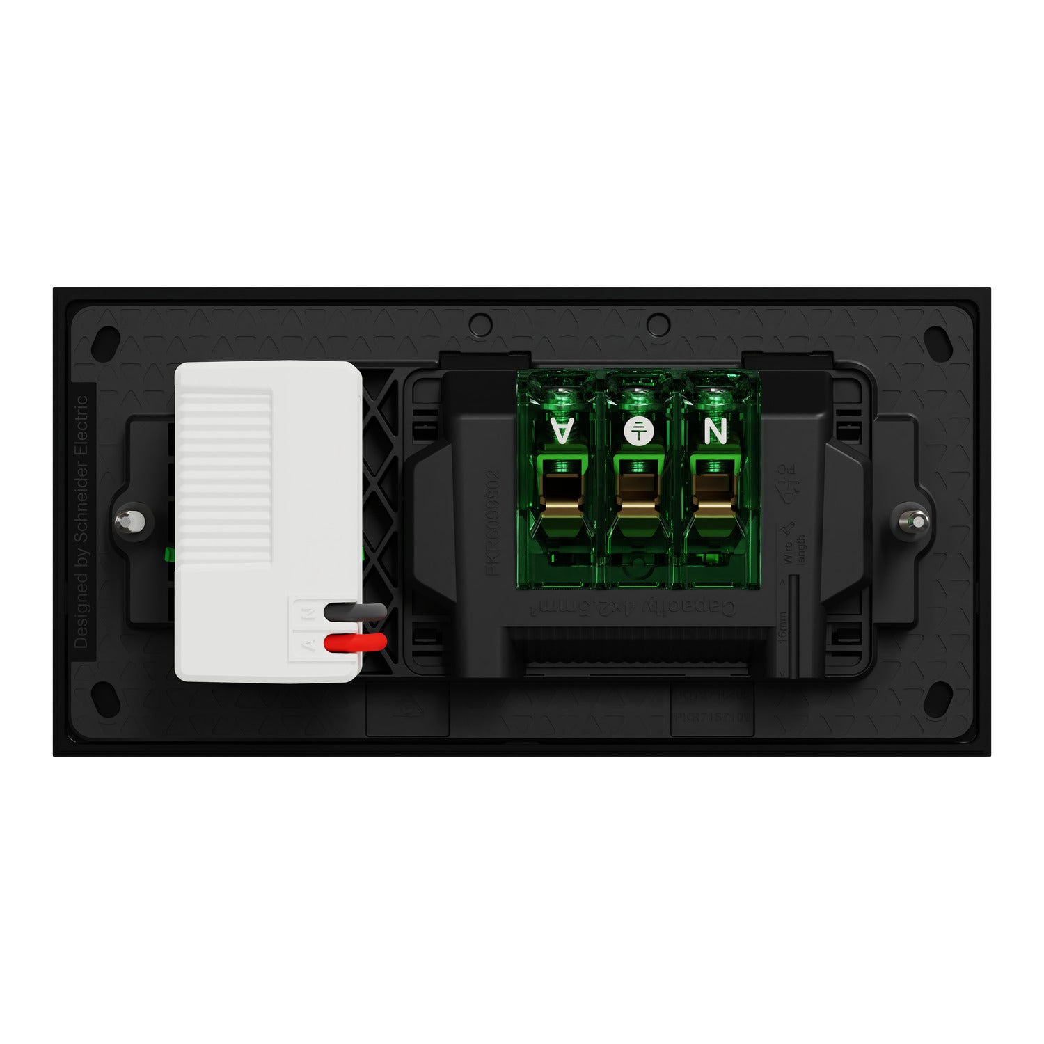 Clipsal Double Switch Power Point, Clipsal Solis T Series, with USB C Charger, Horizontal Mount Ebony Aluminium/ White Ceramic 230V-240V- 1025USBC-EA, 1025USBC-WC