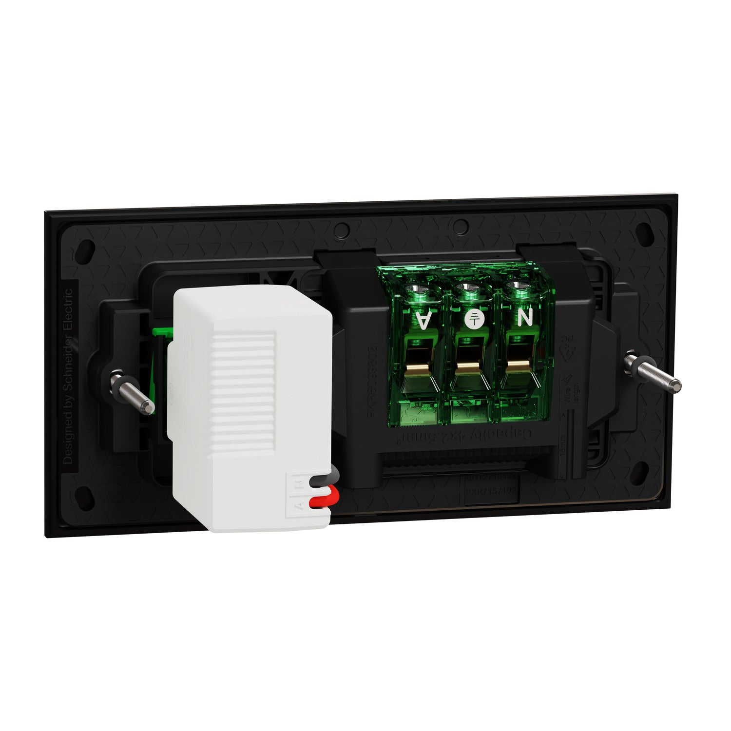 Clipsal Double Switch Power Point, Clipsal Solis T Series, with USB C Charger, Horizontal Mount Ebony Aluminium/ White Ceramic 230V-240V- 1025USBC-EA, 1025USBC-WC