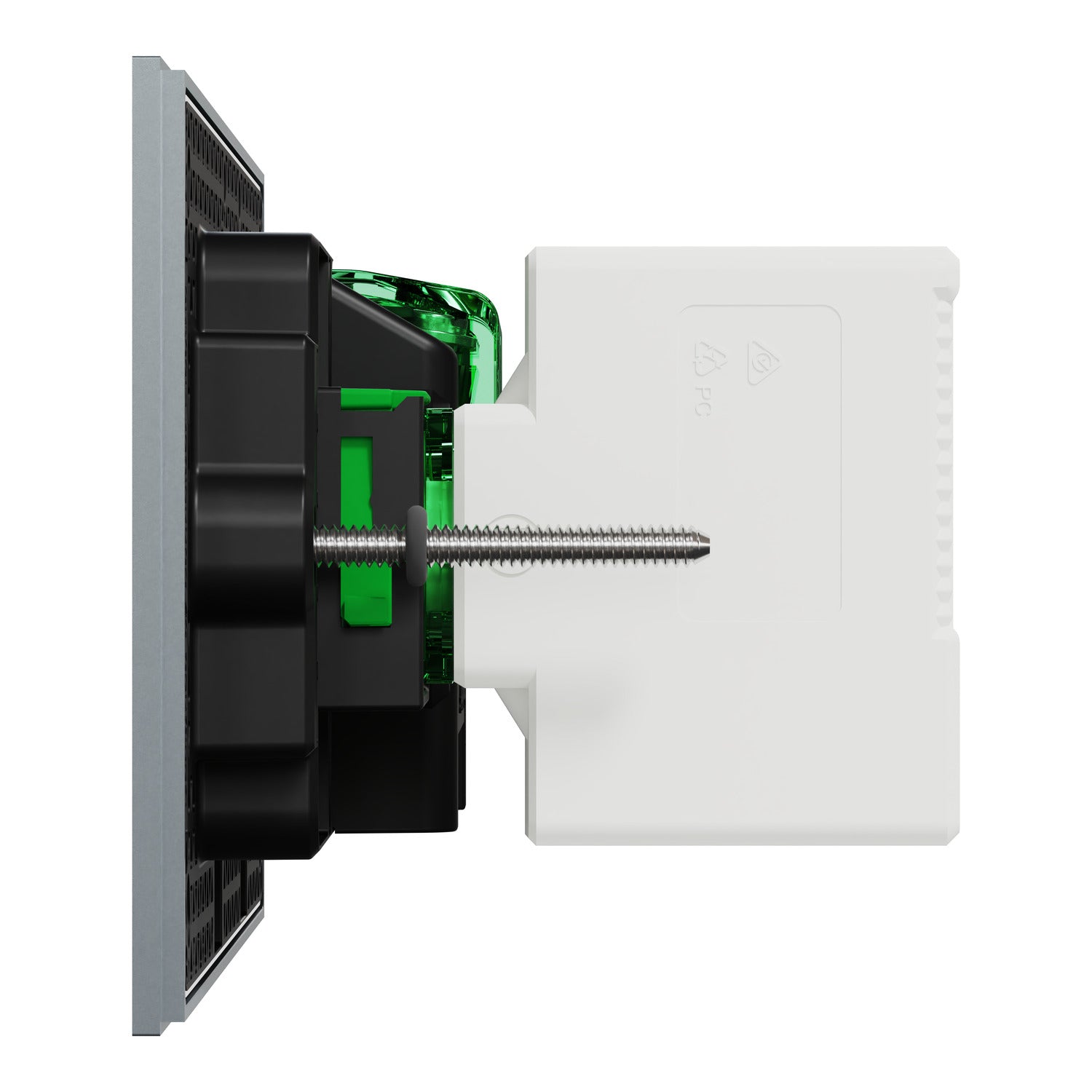Clipsal Double Switch Power Point, Clipsal Solis T Series, with USB C Charger, Horizontal Mount Platinum 230V-240V- 1025USBC-PT