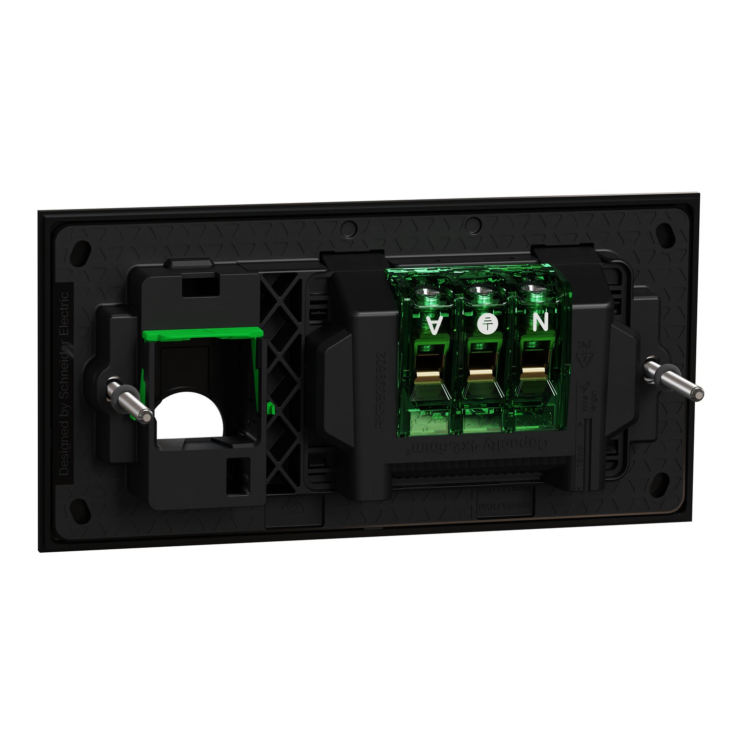 Clipsal Double Switch Power Point, Clipsal Solis T Series, Horizontal Mount, 10A Ebony Aluminium/ Ceramic White 230V-240V- 1025XUA-EA, 1025XUA-WC