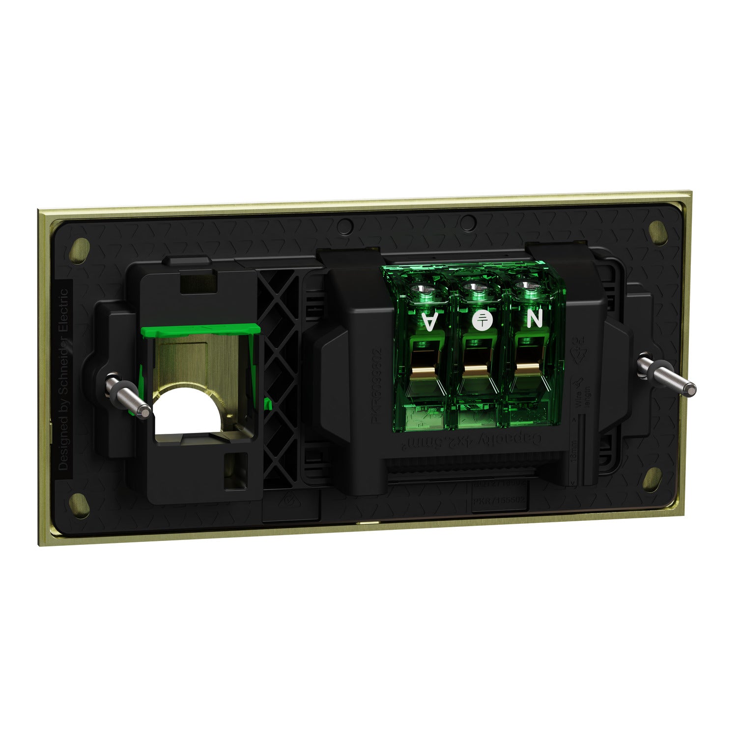 Clipsal Double Switch Power Point, Clipsal Solis T Series, Horizontal Mount, 10A Ebony Aluminium/ Ceramic White 230V-240V- 1025XUA-EA, 1025XUA-WC