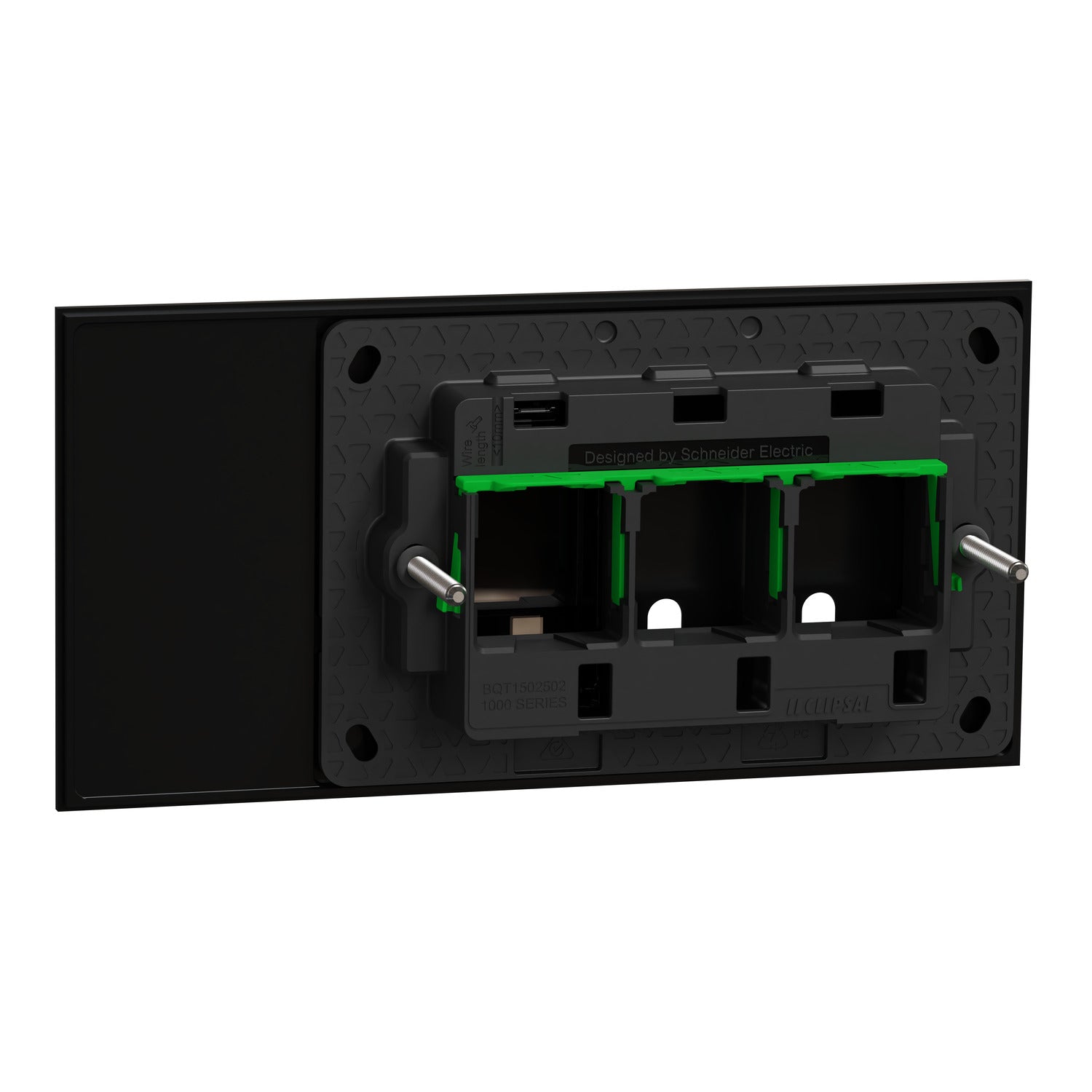 Clipsal Grid Plate and Cover, Clipsal Solis T Series, 2 Gang, Horizontal Ebony Aluminium/ White Ceramic- 1042TUA-EA, 1042TUA-WC