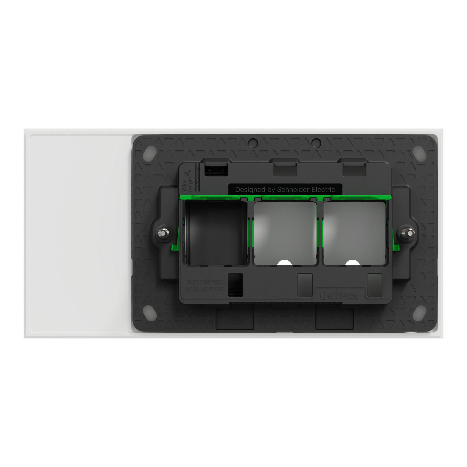 Clipsal Grid Plate and Cover, Clipsal Solis T Series, 2 Gang, Horizontal Ebony Aluminium/ White Ceramic- 1042TUA-EA, 1042TUA-WC