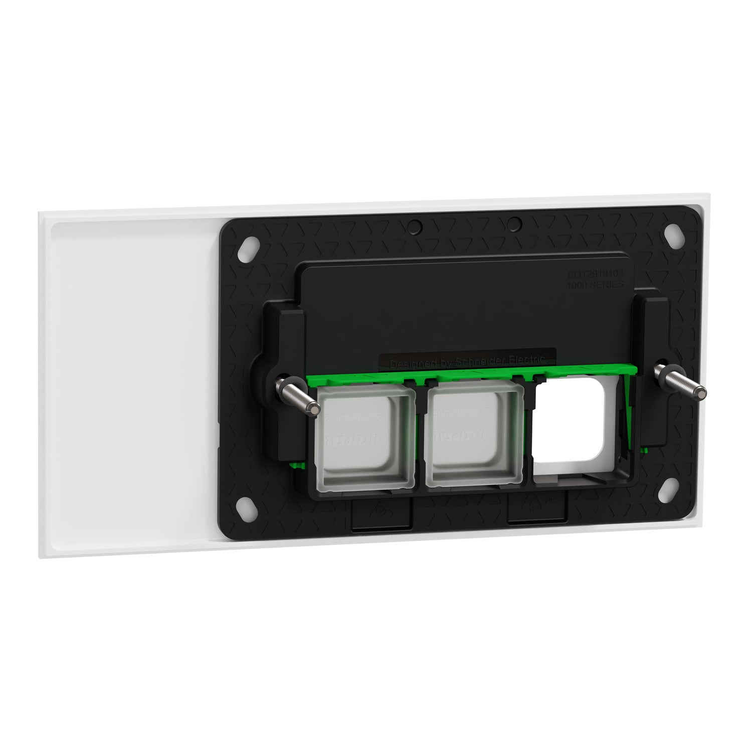 Clipsal Grid Plate and Cover, Clipsal Solis T Series, 3 Gang, Communication plate less mechs Ebony Aluminium/ White Ceramic- 1043CP-EA, 1043CP-WC