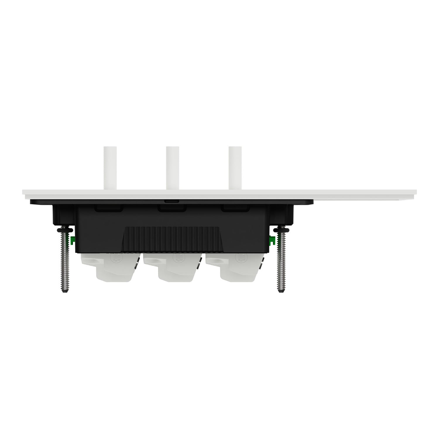 Clipsal Flush Switch, Clipsal Solis T Series, Horizontal Mount, 3 Gang Ebony Aluminium/ Ceramic White 230V-240V- 1043TA-EA, 1043TA-WC