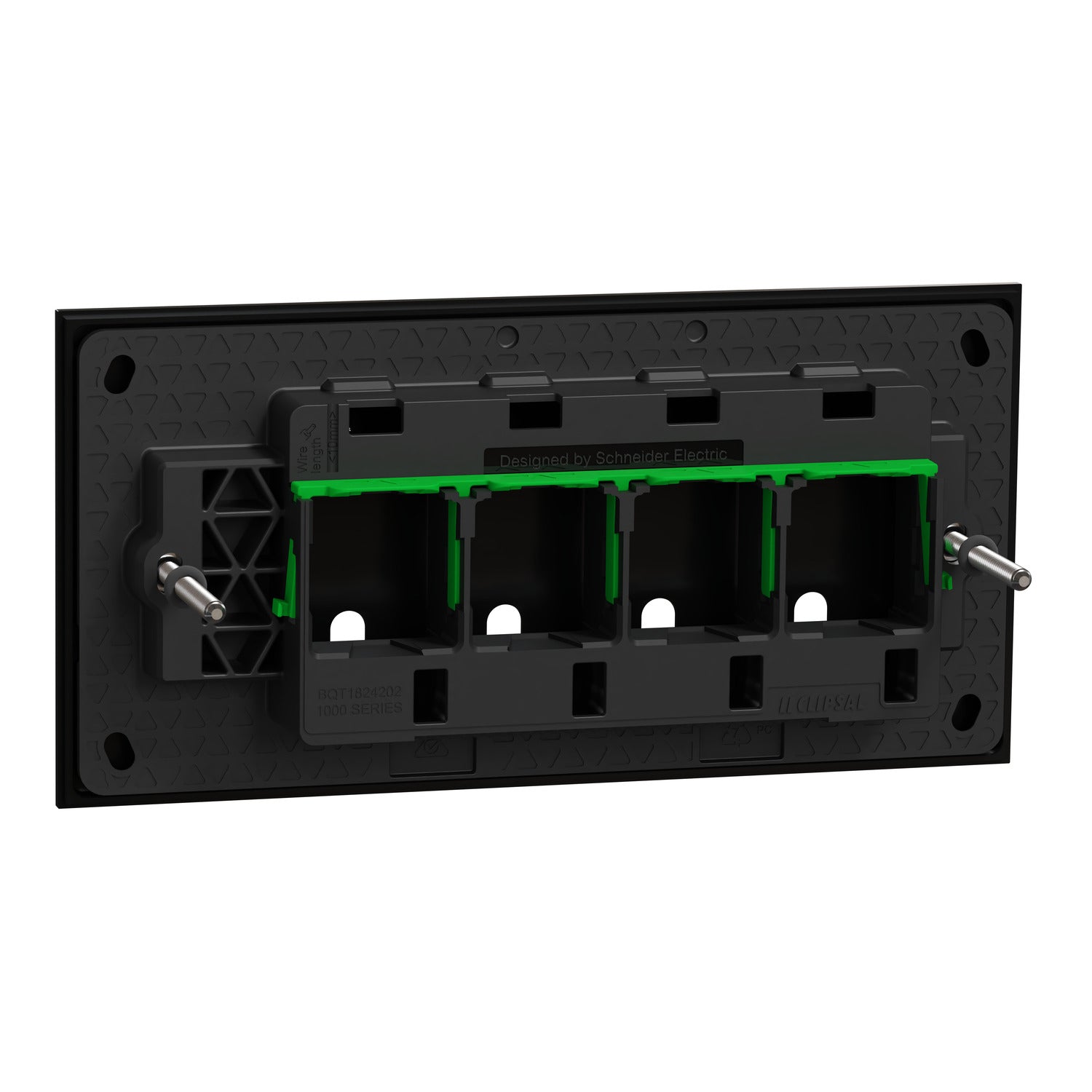 Clipsal Grid Plate and Cover, Clipsal Solis T Series, 4 Gang, Horizontal Brass Ebony Aluminium/ White Ceramic- 1044TUA-EA, 1044TUA-WC