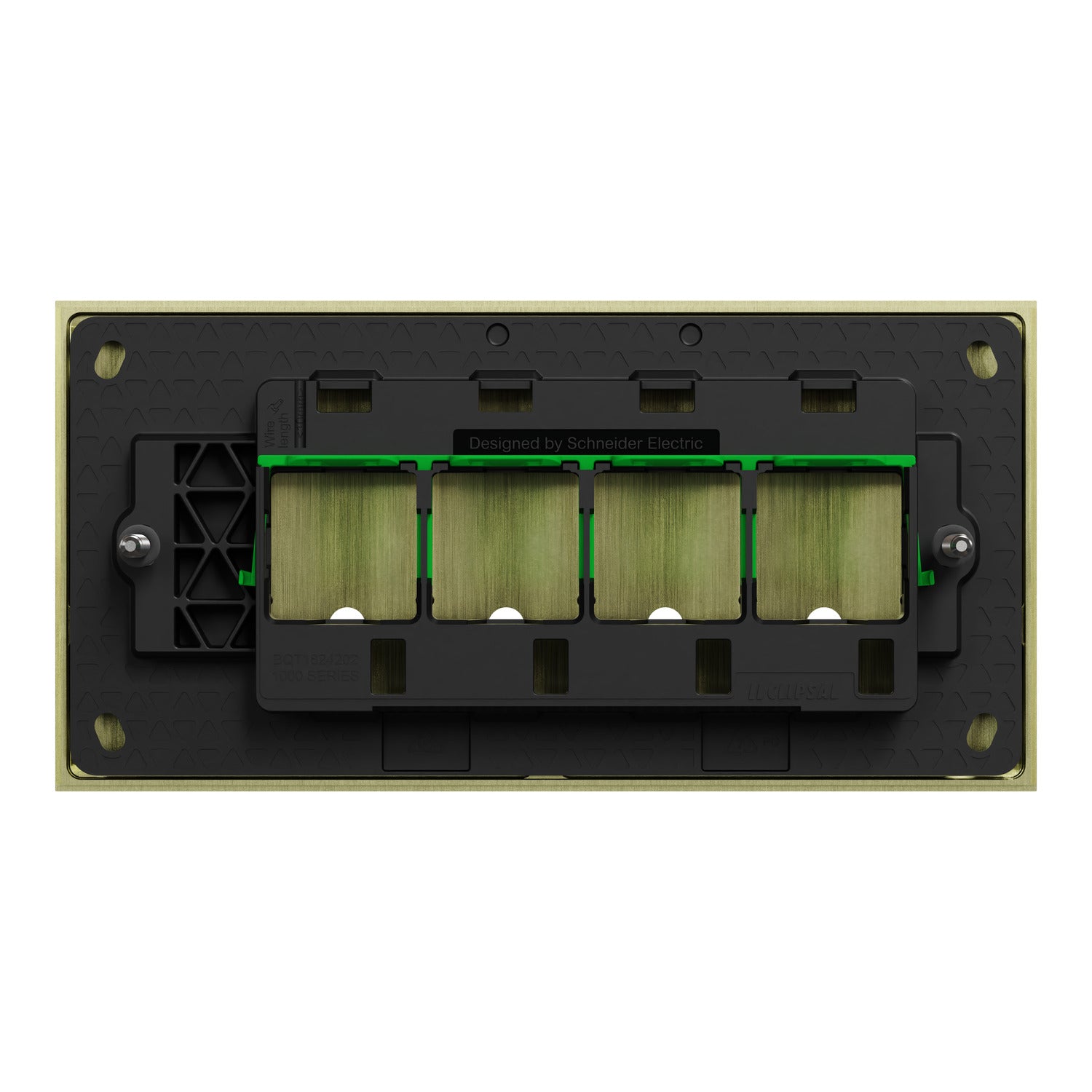 Clipsal Grid Plate and Cover, Clipsal Solis T Series, 4 Gang, Horizontal Brass Ebony Aluminium/ White Ceramic- 1044TUA-EA, 1044TUA-WC