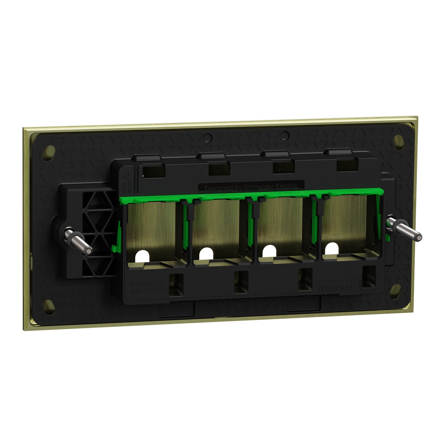 Clipsal Grid Plate and Cover, Clipsal Solis T Series, 4 Gang, Horizontal Brass Ebony Aluminium/ White Ceramic/ Living Brass- 1044TUA-LB, 1044TUA-EA, 1044TUA-WC