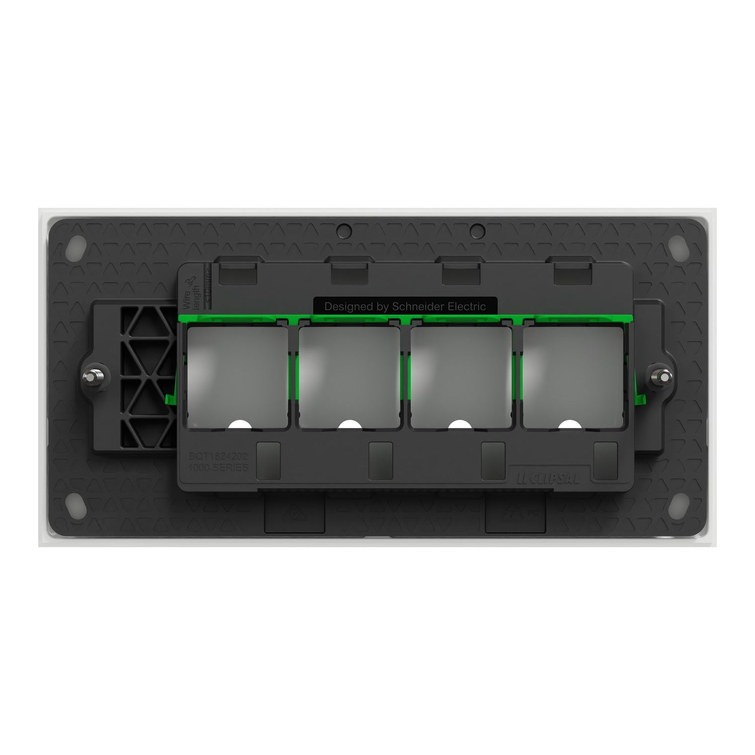 Clipsal Grid Plate and Cover, Clipsal Solis T Series, 4 Gang, Horizontal Brass Ebony Aluminium/ White Ceramic- 1044TUA-EA, 1044TUA-WC