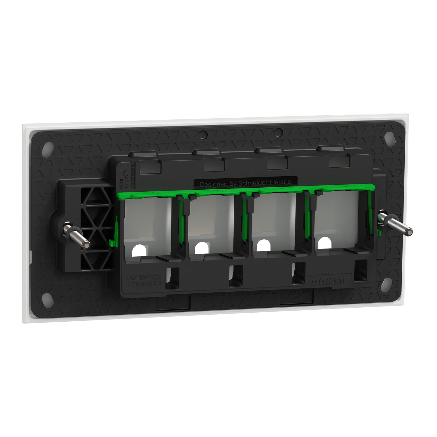 Clipsal Grid Plate and Cover, Clipsal Solis T Series, 4 Gang, Horizontal Brass Ebony Aluminium/ White Ceramic- 1044TUA-EA, 1044TUA-WC