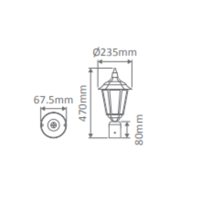 Domus CHESTER POST TOP B22 LED Weatherproof Beige / Black / Burgundy / Green / White IP43 - 15032, 15033, 15034, 15035, 15037