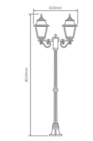 Domus PARIS 2LT 2.09M POSTLIGHT LED Flood Lights Beige/ Burgundy/ Black/ Green/ White IP43- PARIS