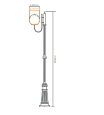 Domus LISBON 1LT 2.29M 250mm Opal Post LED Flood Light Beige/ Burgundy/ Black/ Green/ White IP43 - 15722, 15723, 15724, 15725, 15727