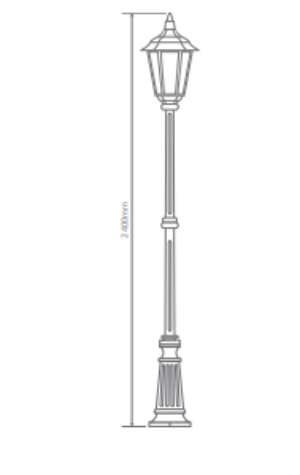 Domus CHESTER-LARGE 1LT 2.45M Post LED Flood Light Beige/ Burgundy/ Black/ Green/ White IP43 - 15092, 15093, 15094, 15095, 15097
