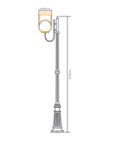 Domus LISBON 1LT 2.29M 300mm Opal Post LED Flood Light Beige/ Black/ Burgundy/ Green/ White IP43 - 15728, 15729, 15730, 157331, 15733