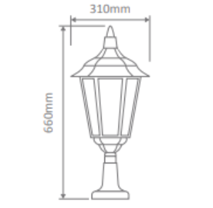 Domus CHESTER-LARGE PILLAR MOUNT B22 LED Weatherproof Beige/ Black/ Burgundy/ Green/ White IP43 - 15074, 15075, 15076, 15077, 15079