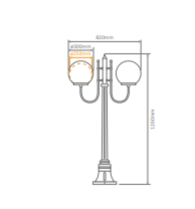 Domus LISBON 2LT 1.32M 250mm Opal Post LED Flood Light Beige/ Black/ Burgundy/ Green/ White IP43 - 15686, 15687, 15688, 15689, 15691