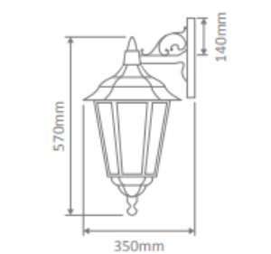 Domus CHESTER-LARGE WALL BRACKET DOWN B22 Exterior Wall Lights Beige / Black / Burgundy / Green / White IP43 - 15068, 15069, 15070, 15071, 15073