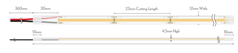 Domus PLEX-COB-10-IP67 50M LED Strip and Channels Tri - 10W 24V IP67 - 24073, 24074, 24075 - Domus Lighting