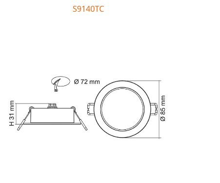 SAL TRADEGEM S9140TC2WH LED Downlights Tri - White / Satin Nickel Ring 8W 240V IP44 - S9140TC2WH, S9140SN/RING