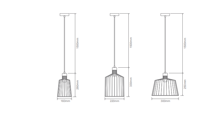Domus Ashley-PDT Ashley Caged Interior Pendant Small/ Medium/ Large 240V IP20 - 22508, 22509, 22510