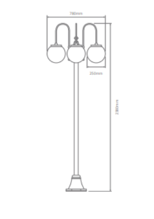Domus LISBON 3LT 2.4M 250mm Opal LED Flood Light Beige/ Black/ White/ Green/ Burgundy IP43 - 15794, 15795, 15796, 15797, 15799
