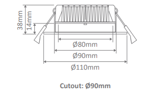 Domus Deco-13 Round Dimmable LED Downlight Kit Tri - Black 13W 240V IP44 - 20421