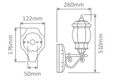 Domus VIENNA WALL BRACKET UP S-ARM Exterior Wall Lights Beige / Black / Burgundy / Green / White - 15884, 15885, 15886, 15887, 15889 - Domus Lighting.