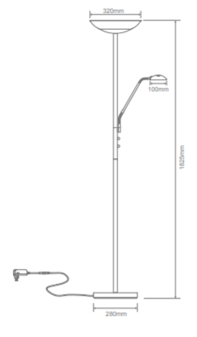 Domus EDEN-FL Dimmable M&C Floor Lamp 3000K Antique Brass/ Black/ Satin Chrome 240V IP20 - 22500, 22501, 22502