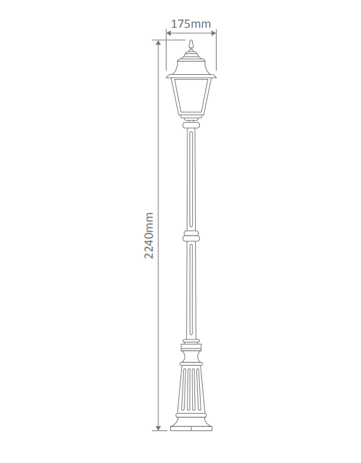 Domus GT-238 Paris Single Head Tall Post LED Flood Lights Beige/ Black/ Burgundy/ Green/ White IP43 - 15158, 15159, 15160, 15161, 15163