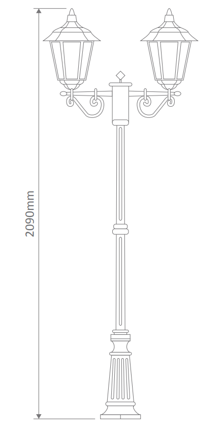 Domus TURIN 2LT 2.11M Post LED Flood Light Beige/ Burgundy/ Black/ White/ Green IP43 - 15452, 15453, 15454, 15455, 15457