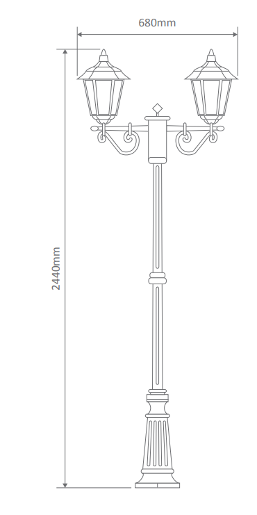 Domus TURIN 2LT 2.47M Post LED Flood Light Beige/ Black/ Burgundy/ Green/ White IP43 - 15464, 15465, 15466, 15467, 15469