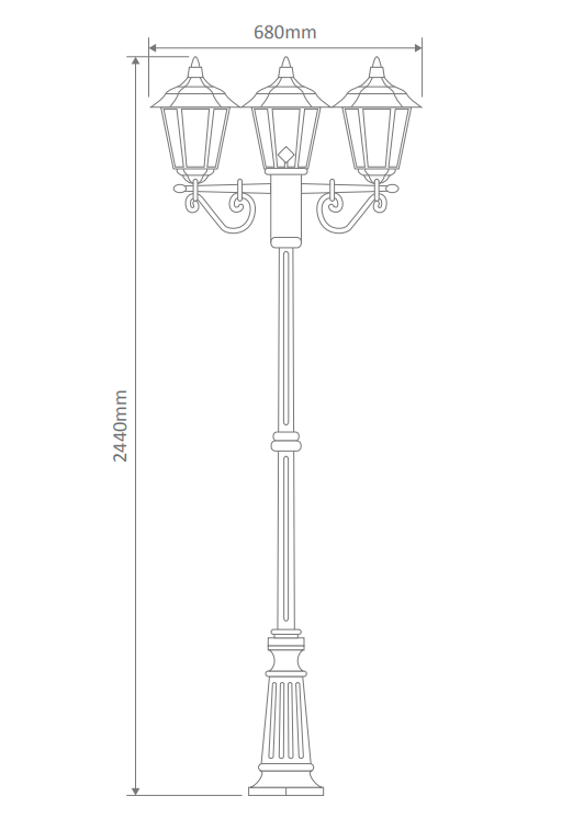 Domus TURIN 3LT 2.47M Post LED Flood Light Beige/ Burgundy/ Black/ Green/ White IP43 - 15470, 15471, 15472, 15473, 15475