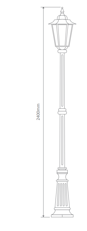 Domus TURIN LARGE 1LT 2.45M Post LED Flood Light Beige/ Burgundy/ Black/ White/ Green IP43 - 15512, 15513, 15514, 15515, 15517
