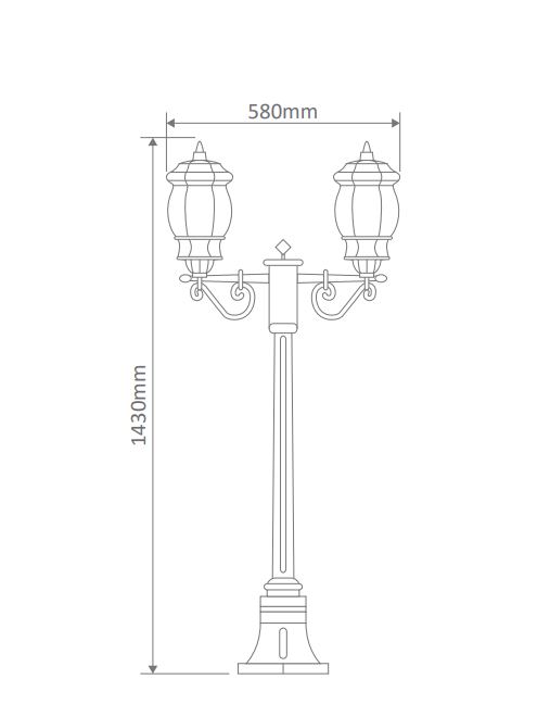 Domus VIENNA 2LT 1.46M Post LED Flood Light Beige/ Burgundy/ Black/ White/ Green IP23 - 15908, 15909, 15910, 15911, 15913