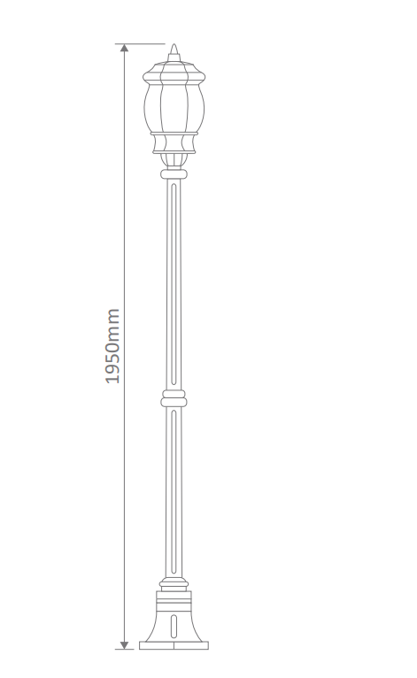 Domus VIENNA 1LT 1.93M Post LED Flood Light Beige/ Black/ Burgundy/ White/ Green IP23 - 15914, 15915, 15916, 15917, 15919