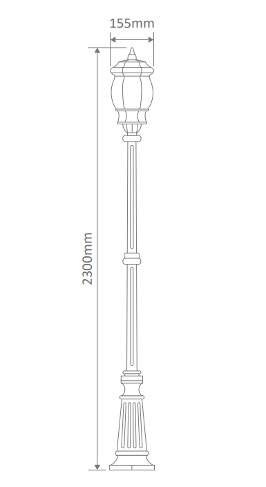 Domus VIENNA 1LT 2.3M Post LED Flood Light Beige/ Burgundy/ Black/ White/ Green IP23 - 15926, 15927, 15928, 15929, 15931