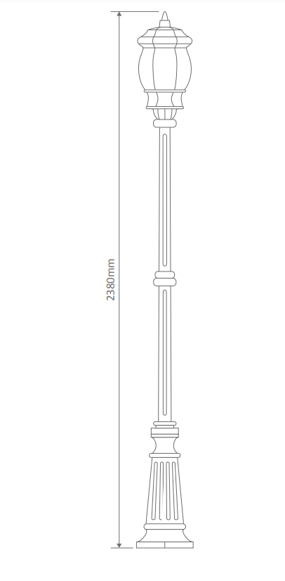 Domus VIENNA 1LT 2.4M Post LED Flood Light Beige/ Black/ Burgundy/ Green/ White IP23 - 16010, 16011, 16012, 16013, 16015