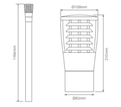 Domus BL-300-1M-KIT Head LED Bollards Accessories Black/ White/ Silver/ Beige/ Green 240V IP54 - 10740, 10741, 10742, 10743, 10744