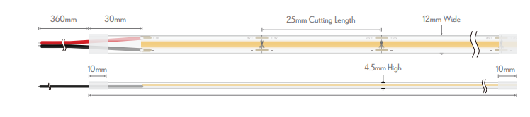 Domus PLEX-COB-5-IP67 1M LED Strip and Channels Tri - 5W 24V IP67 - 24042, 24043, 24044 -Domus Lighting