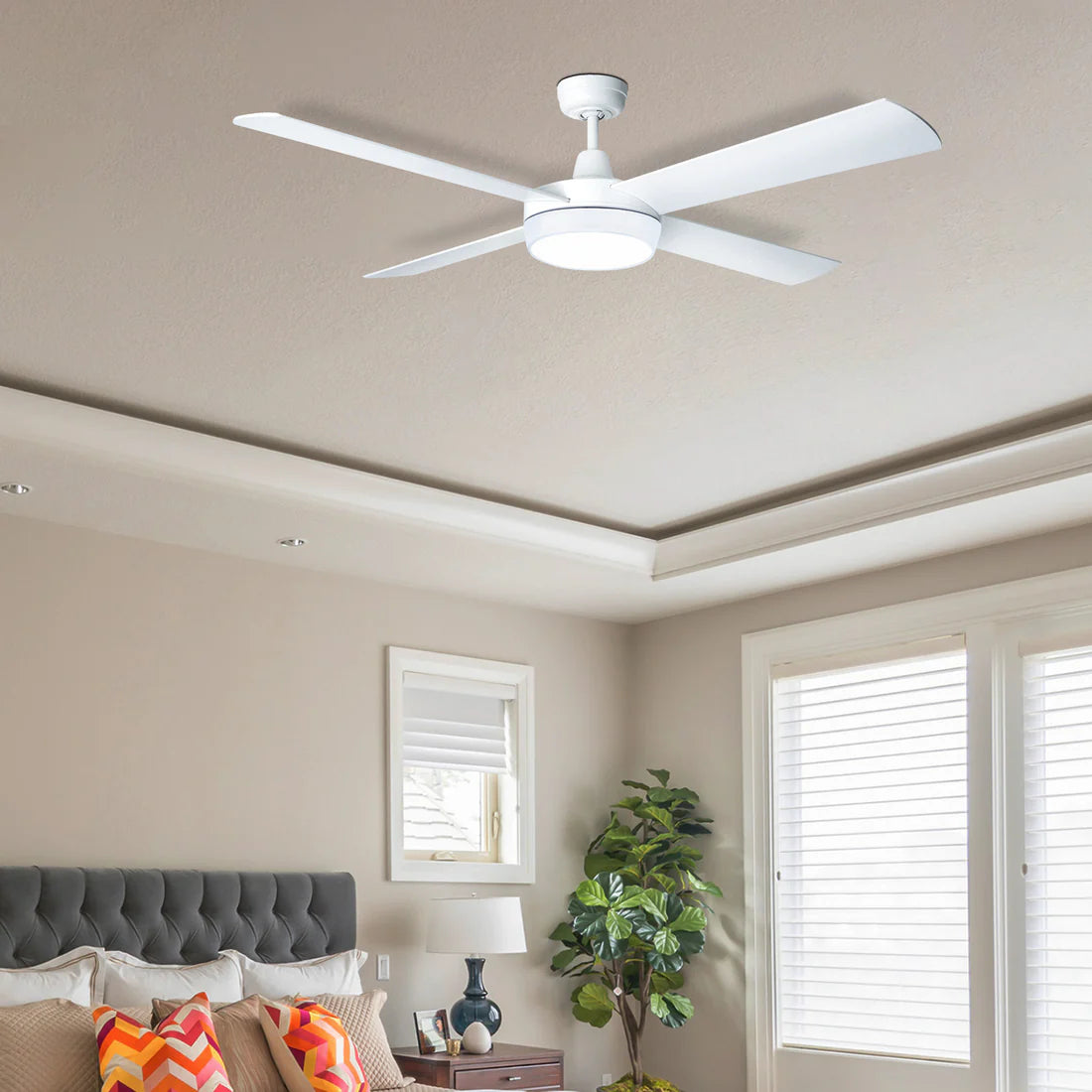 Brilliant Tempest-Supreme 52” AC Ceiling Fan with Light Tri- White 18W 240V- 20907/05