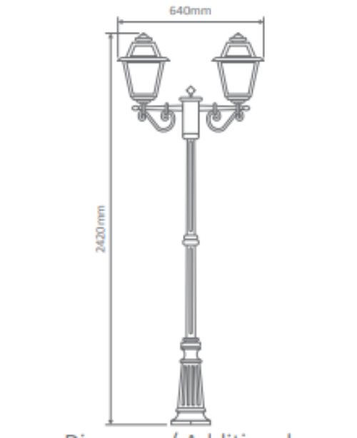 Domus AVIGNON 2LT 2.4M POSTLIGHT B22 LED Flood Lights Beige/ Black/ Burgundy/ Green/ White IP43- Avignon