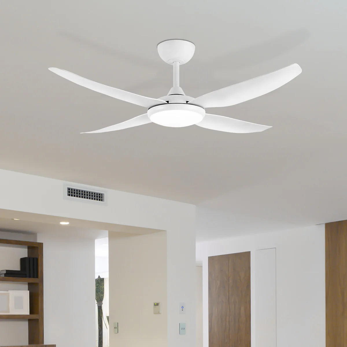 Brilliant AMARI 52in with LED Light 4 Blade Ceiling Fan Tri- Matt Black/ Matt White 35W 240V - 21721/05, 21721/06