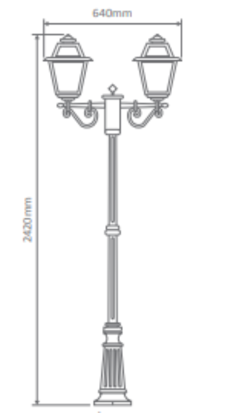 Domus AVIGNON 3LT 2.4M POSTLIGHT B22 LED Flood Lights Beige/ Black/ Burgundy/ Green/ White IP43- Avignon