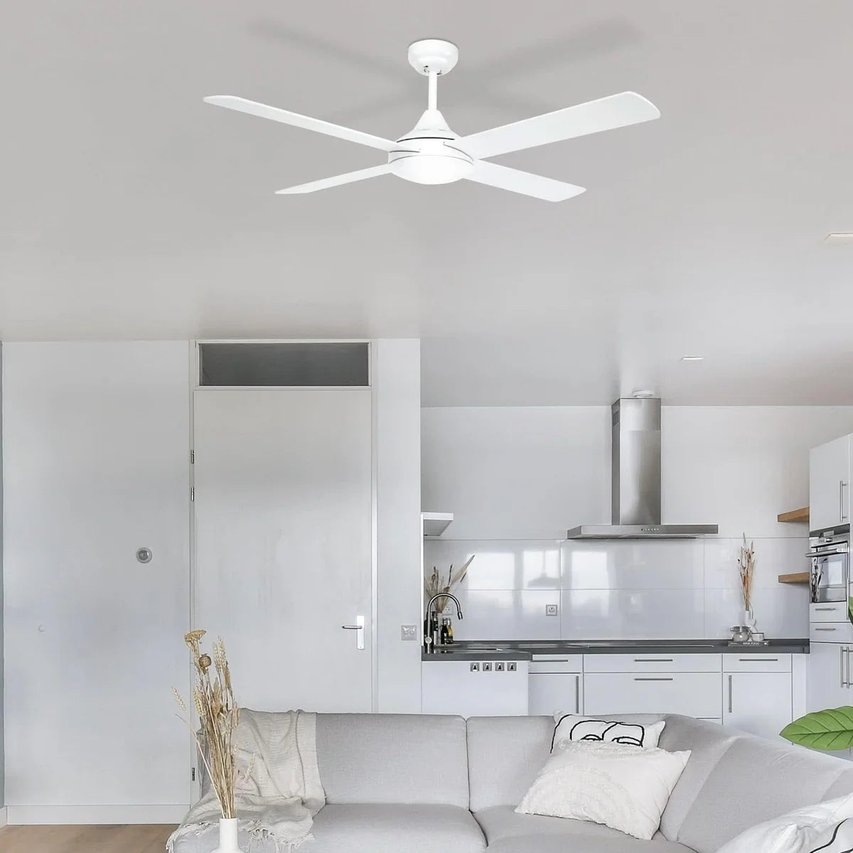 Brilliant Tempo Plus 48" AC Ceiling Fan Brushed Chrome/ White/ Black 65W 240V- 22270/13, 22270/06, 22270/05
